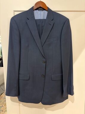 Men's Sharkskin Blue Tommy Hilfiger Two-Button Suit Jacket